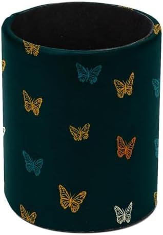 Faux Leather Pen Holder for Desk, Pencil Organizer Butterfly Pen Cup Desk Decor Makeup Brush Holder Storage for Office Home