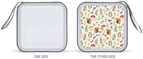 40 Capacity CD Case Holder Squirrel Mushroom Disc Wallet Organizer Binder | Portable Zipper DVD Storage with Strap for Car Office Home Travel, Hard Plastic, Cute Squirrel Owl Mushroom