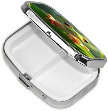 Pill Box 2 Compartment Medicine Pill Case for Pocket or Purse Mini Metal Pill Holder Cute Frog Pill Case Vitamin Organizer Portable Travel Pill Container to Hold Supplements Vitamins