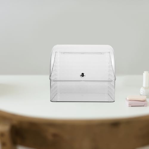 Didiseaon Cosmetic Organizer with Lid, Pet and Pp Makeup Storage Box | Countertop Vanity Use, Dustproof Cover, Spacious Compartment Layout