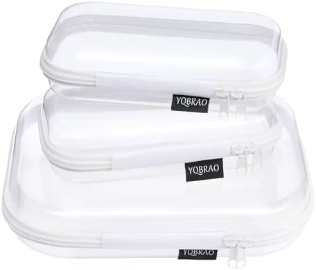YQBRAO Clear Hard Shell Organizer Cases, 4-Pack, White