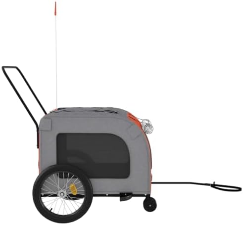 Pet Bike Trailer for Small Dogs, Foldable Bicycle Cargo Trailer with Quick-Release Wheels and Safety Flag, Orange and Gray