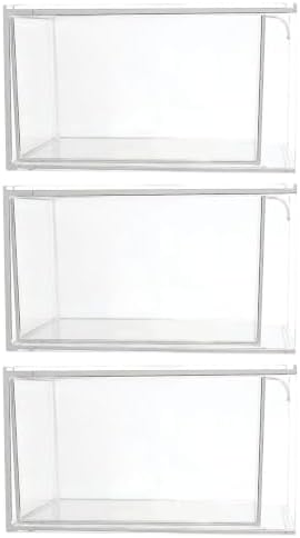 Stackable Storage Drawers for Makeup Palettes and Necklaces and Removable Dividers with Handle 4pcs for Pet Plastic Bathroom Cabinet Organizer for Travel and Makeup Bag
