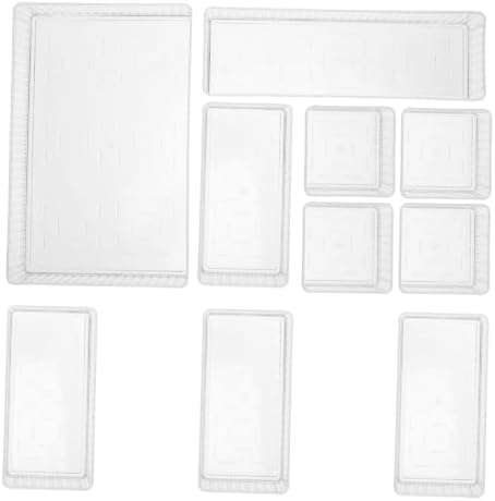 TOYANDONA 10pcs Clear Drawer Organizer Trays with Stackable Pet Plastic Dividers for Jewelry Skincare Makeup Nail Tools Multi-use Anti-spill Storage Bins for Kitchen Vanity Bathroom