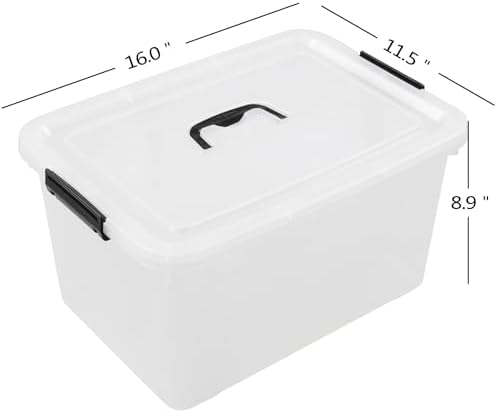 4-Pack 17.5 Quart Clear Storage Box, Plastic Storage Bins with Lids