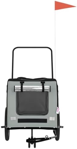 Pet Bike Trailer for Small Dogs, Foldable Bicycle Cargo Trailer with Quick-Release Wheels and Safety Flag, Orange and Gray