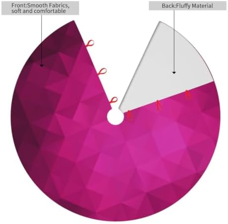 Christmas Tree Skirt, Soft Polyester Xmas Tree Skirts with Ribbon Ties, Rustic Farmhouse Holiday Party Decorations Hot Pink Abstract Background of Triangles Low Poly 48"