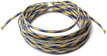Jutagoss PET Expandable Braided Cable Sleeve, 16.4ft - 3/16 inch Blue Yellow Cable Management Sleeve, Wire Loom Tube Cord Protector for USB Cable, Power Cord, Audio Video and More, 1Pc