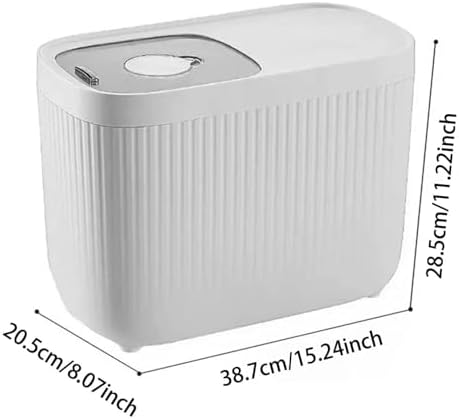 Airtight Rice Storage Container, Dry Food Dispenser with Transparent Sealed Lid for Kitchen Pantry Organization for Storing Rice, Cereal, Flour, Pet Food and Other Dry Ingredients (White, L)
