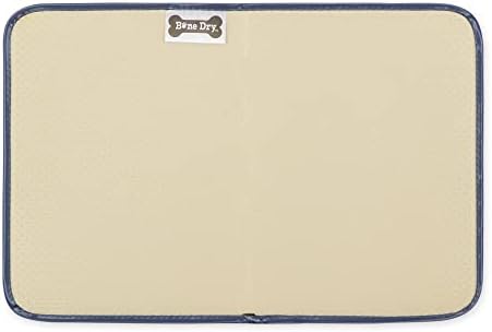 Bone Dry Machine Washable, Ultra Absorbent Pet Mat, 12x18, Stonewash Blue Trellis Print