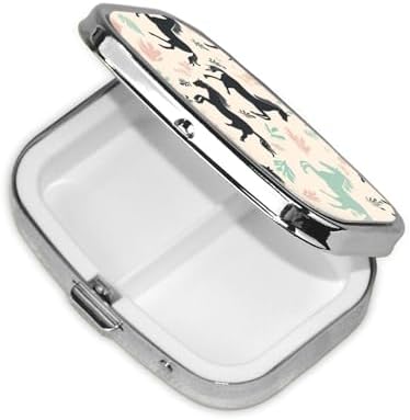 Pill Box 2 Compartment Medicine Pill Case for Pocket or Purse Mini Metal Pill Holder Cute Horse Pill Case Vitamin Organizer Portable Travel Pill Container to Hold Supplements Vitamins