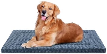 Dog Bed Mat Washable Reversible Dog Crate Pad Soft Fluffy Pet Kennel Beds with Anti-Slip Bottom Dog Cat Sleeping Mattress for Large Dogs, 41x27x1.5 Inch, Gray