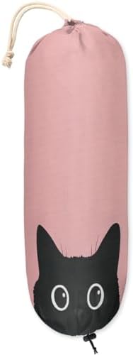 Pardick Plastic Bag Holder, Cute Pinks Cat Grocery Bag Holder for Shopping Bags, Wall Mount Plastic Bag Storage Organizer Dispenser, Storage Holder for Home Kitchen Camper,A-14