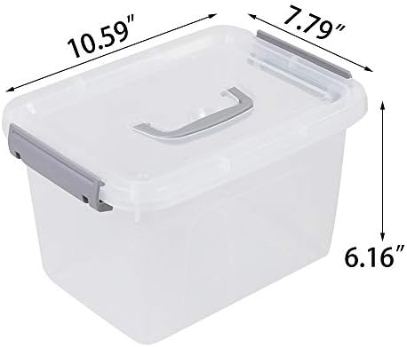 Farmoon 6 Quart Clear Storage Bin, Latch Box with Grey Handle, 6 Packs
