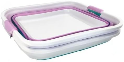 SAMMART 41L (10.8 gallon) Collapsible Plastic Laundry Basket - Foldable Pop Up Storage Container/Organizer - Portable Washing Tub - Space Saving (Rectangular, Ceramic Blue+Pale Purple (Set of 2))
