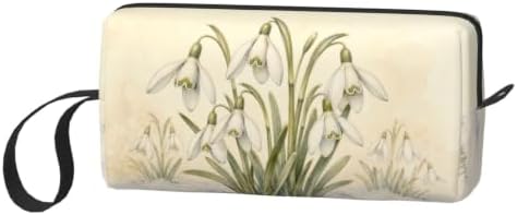 Snowdrop Small Makeup Bag, 600D Oxford Cosmetic Pouch for Women | Snowdrop Cosmetic Bag, Double-Sided Printed Toiletry Pouch with Foam Padding for Women, Travel, Gym, Weekend and Daily Use