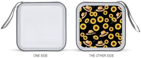CD Case Organizer Sunflower Floral DVD Holder Wallet Protective Box | Disc Storage Binder with 40 Capacity, Rustic Sunflower Floral, Zipper, Hand Strap for Home Office Car