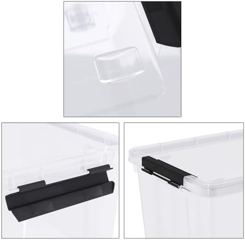 32 Quart Clear Plastic Latch Storage Bins with Wheels, 4 Pack