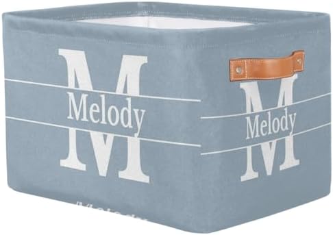 Personalized Name Storage Basket Light Steel Blue with Initial Letter