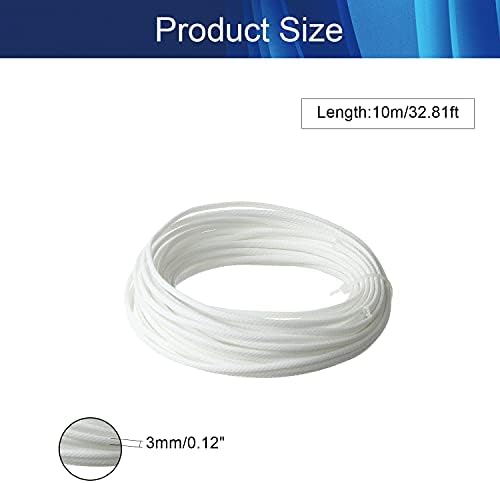 Jutagoss PET Expandable Braided Cable Sleeve, 32.8ft - 1/8 inch White Cable Management Sleeve, Wire Loom Tube Cord Protector for USB Cable, Power Cord, Audio Video and More, 1Pc