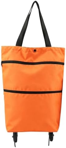 Foldable Shopping Cart Rolling Bag, Heavy Duty Wheeled Cart Bag | Portable Compact Cart for Groceries, Laundry & Camping Gear for Travel & Apartment Storage