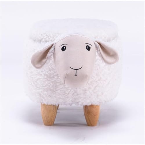 Home 2 Office Sheep Ottoman with Storage for Bedroom, Playroom, Nursery or Recreation Room Decor, Soft Animal-Shaped Ottoman with Wooden Legs
