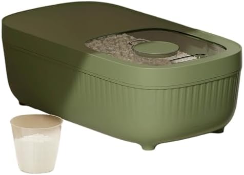 Airtight Rice Storage Container, Dry Food Dispenser with Transparent Sealed Lid for Kitchen Pantry Organization for Storing Rice, Cereal, Flour, Pet Food and Other Dry Ingredients (Green, S)