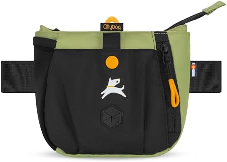 OllyDog Backcountry Day Bag | Dog Training Treat Pouch | Eco-Friendly Recycled Fabric Fanny Pack with Zipper Closure, Built-in Poop Bag Dispenser & Adjustable Waist Belt (Palm)