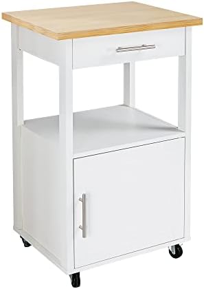 JY QAQA 22" Kitchen Island on Wheels with Storage Cabinet Kitchen Cart Cabinet with Shelves, Cart Handle for Towel Rack or Free Mobility, Portable Islands for Kitchen,White