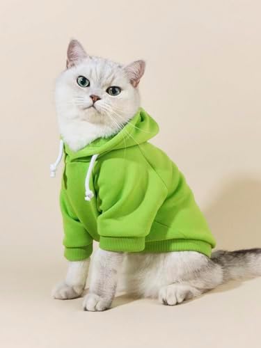 QWINEE Basic Dog Hoodie Sweatshirt Puppy Sweater Warm Cat Costumes Pet Clothes for Chihuahua Puppy Kitten Small Medium Dogs Green X-Large