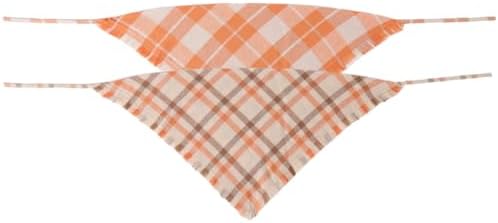 Fall Dog Bandana Autumn Thanksgiving Plaid Reversible Triangle Bibs Scarf