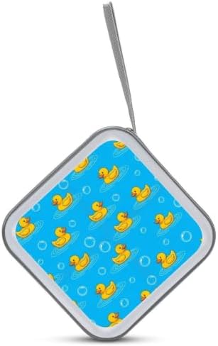 CD Case Holder with 40 Capacity, Rubber Ducks Disc Organizer Binder | Portable DVD Case, Cute Yellow Rubber Ducks, Sturdy Zipper, Carry Handle, Hard Plastic Car Accessories