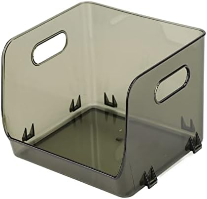Transparent Stackable Storage Container with Double Handles Small PET Organizer for Office Bedroom Living Room Green (Small Transparent Green)