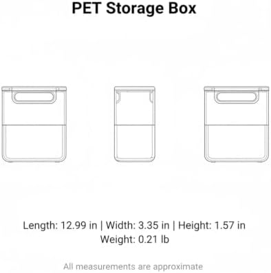 Stackable PET Storage Box, Rigid Clear Organizer for Cables & Small Items, Durable Transparent Container, 13 x 3.3 x 1.6 Inches