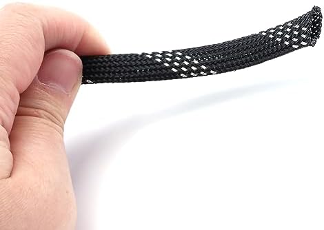 Jutagoss PET Expandable Braided Cable Sleeve, 32.8ft - 3/8 inch Black Silver Cable Management Sleeve, Wire Loom Tube Cord Protector for USB Cable, Power Cord, Audio Video and More, 1Pc