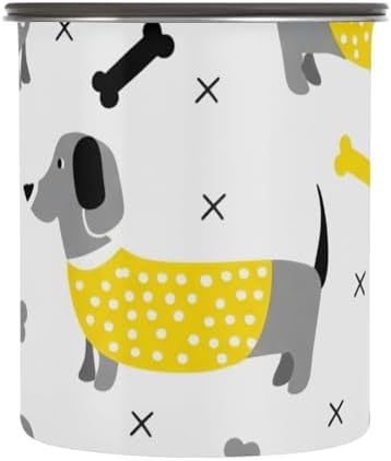 Cute Dachshund Dogs Coffee Canister with Lid Airtight Food Storage Containers 17OZ Stainless Steel Canisters Kitchen Food Organizer for Beans, Cereal, Pasta, Flour, Sugar, Snacks