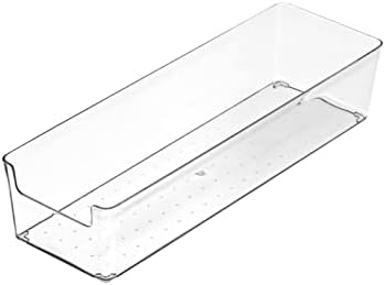 Acouto Drawer Storage Trays Transparent Plastic Drawer Storage Divid Box for Kitchen Large Rectangle Clear Box – PET Material, Stackable, Dividers, Fits Standard Drawers (14.5 X .5 X (Large