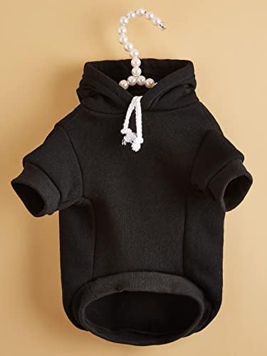 QWINEE Basic Dog Hoodie Sweatshirt Puppy Sweater Warm Cat Costumes Pet Clothes for Chihuahua Puppy Kitten Small Medium Dogs Black Small