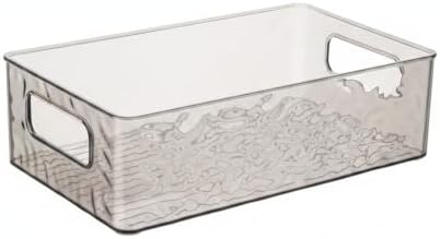Clear PET Storage Box with Handle & Lid, 10.3 x 6.1 x 3.0 Inch Transparent Organizer for Bathroom Vanity, Desktop, or Shelf (1 Pack)