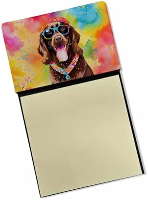 Caroline's Treasures Chocolate Labrador Hippie Dawg Sticky Note Holder Refillable Dispenser Self-Sticky Note Pads, Memo Pads Blank Desk Accessories