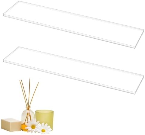 DERTE 2 Pack 13 Inch Acrylic Clear Medicine Cabinet Shelves 1/4 Inch Thick | Medicine Replacement Shelf for Wall Mounted and Hanging Cabinets Kitchen Living Room Bathroom