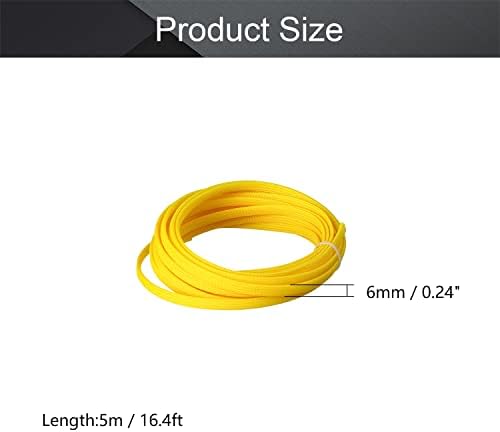 Othmro 5m/16.4ft PET Expandable Braid Cable Sleeving Flexible Wire Mesh Sleeve Yellow,Cord Management for Home Office