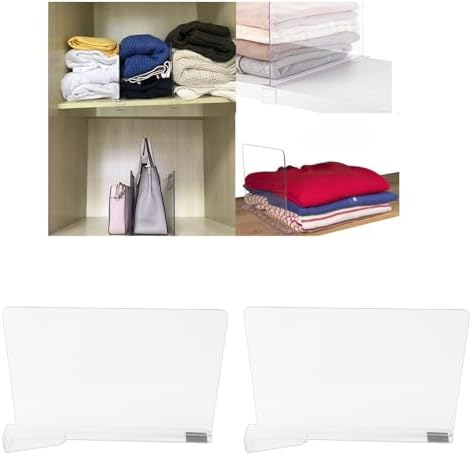 Luqeeg Closet Shelf Divider, Quick Installation and Easy Removal Portable PET Transparent Closet Shelf Separator for Wardrobe Cabinet Book Shelves Item Rack Organization