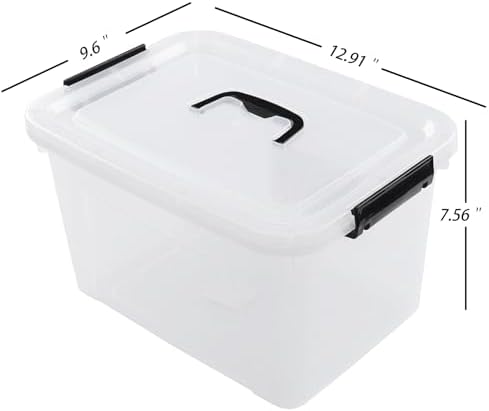 4-Pack 10.5 Quart Clear Plastic Latch Storage Boxes with Lid
