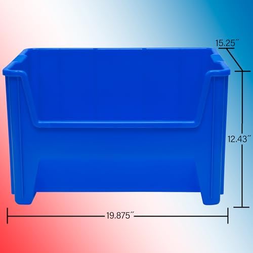 Akro-Mils Stak-N-Store Stackable Storage Bins, 15"x20"x12-1/2, Grey, 3-Pk
