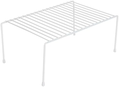 Smart Design Cabinet Storage Shelf Rack - Medium (8.5 x 13.25 Inch) - Steel Metal Wire - Cupboard, Plate, Dish, Counter & Pantry Organizer Organization - Kitchen [White]
