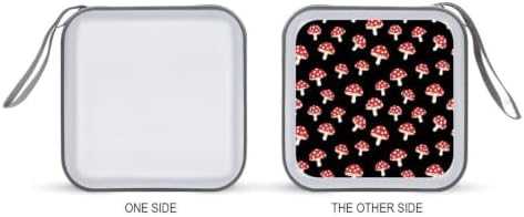 CD DVD Case Holder Red Mushroom Disc Wallet Storage Case 40 Capacity | DVD Organizer, Red Mushroom Christmas, Hand Strap Zipper Closure, Home Car Office Accessories