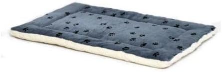 MidWest Homes for Pets QuietTime Giant Reversible Paw Print Pet Bed, Soft Faux Fur & Fleece 54-Inch Crate Mat for XXL Dogs, Machine Washable, Blue and Cream