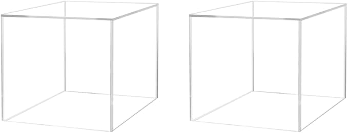 2 Pack 6" Acrylic Display Riser Box with One Open Side No Lid Versatile Clear Square Retail Product Platform and Merchandise Storage Bin by Marketing Holders