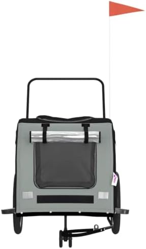 Pet Bike Trailer for Small Dogs, Foldable Bicycle Cargo Trailer with Quick-Release Wheels and Safety Flag, Orange and Gray